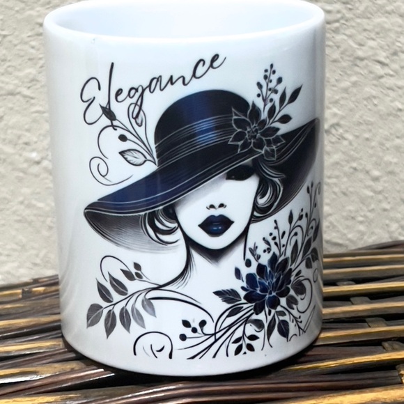 Custom Made Chic Lady with Floral Hat Ceramic Mug (11 oz) - Picture 3 of 5